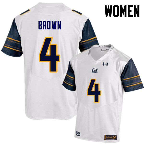 Women #4 Derron Brown Cal Bears (California Golden Bears College) Football Jerseys Sale-White - Click Image to Close